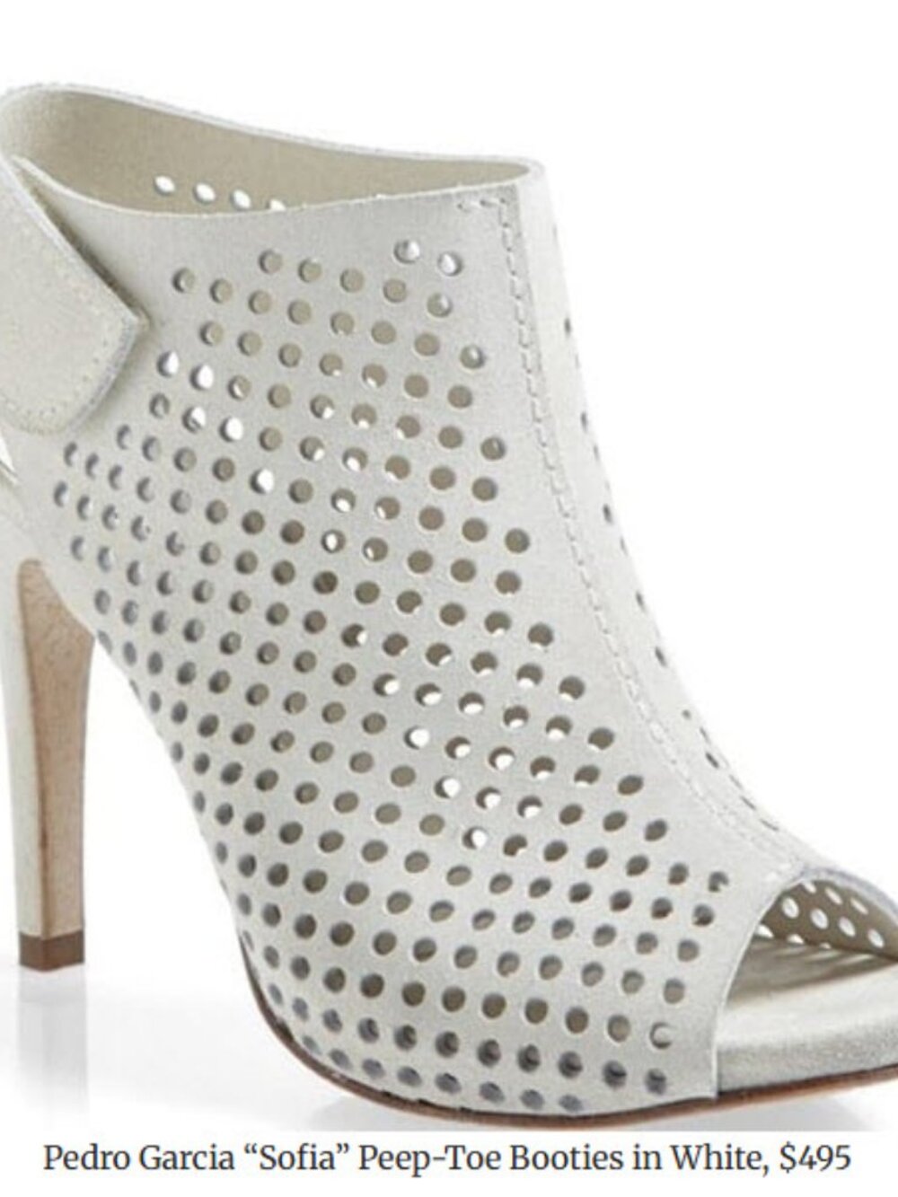 Womens Pedro Garcia White Sofia Perforated Suede Peep Toe Booties 38 US/8